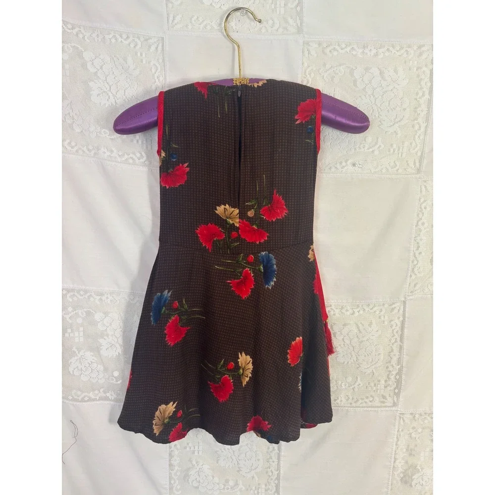 Little Girl's Vintage Red+Brown Folk‎ Dress